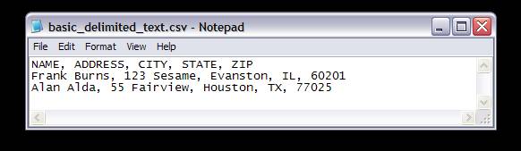 Delimited text in Notepad