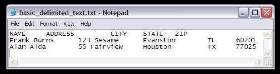 Tab-delimited text in Notepad